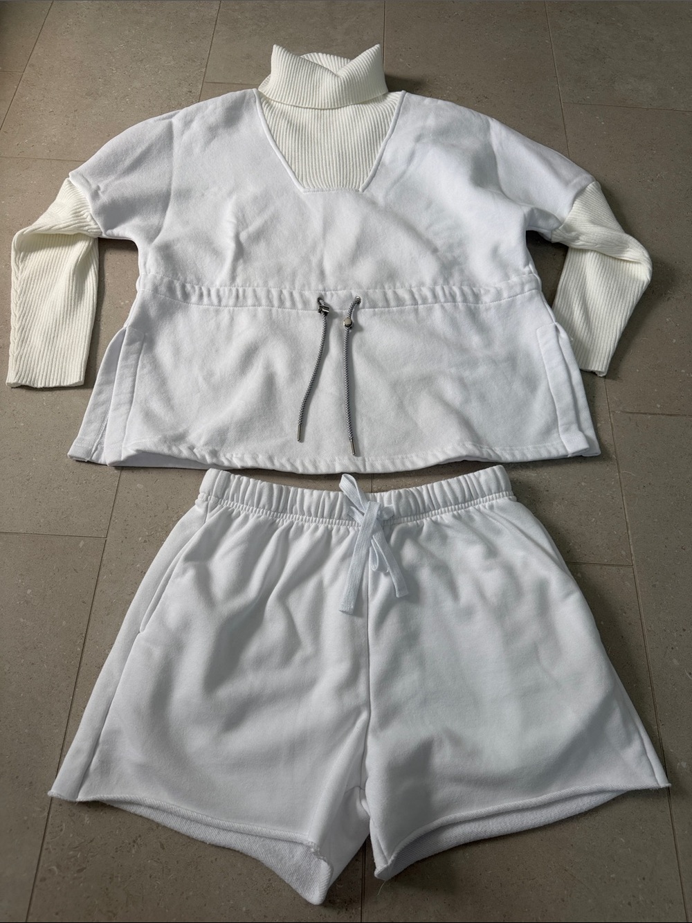 Source Unknown White Two-Piece Sweatshirt & Shorts Set